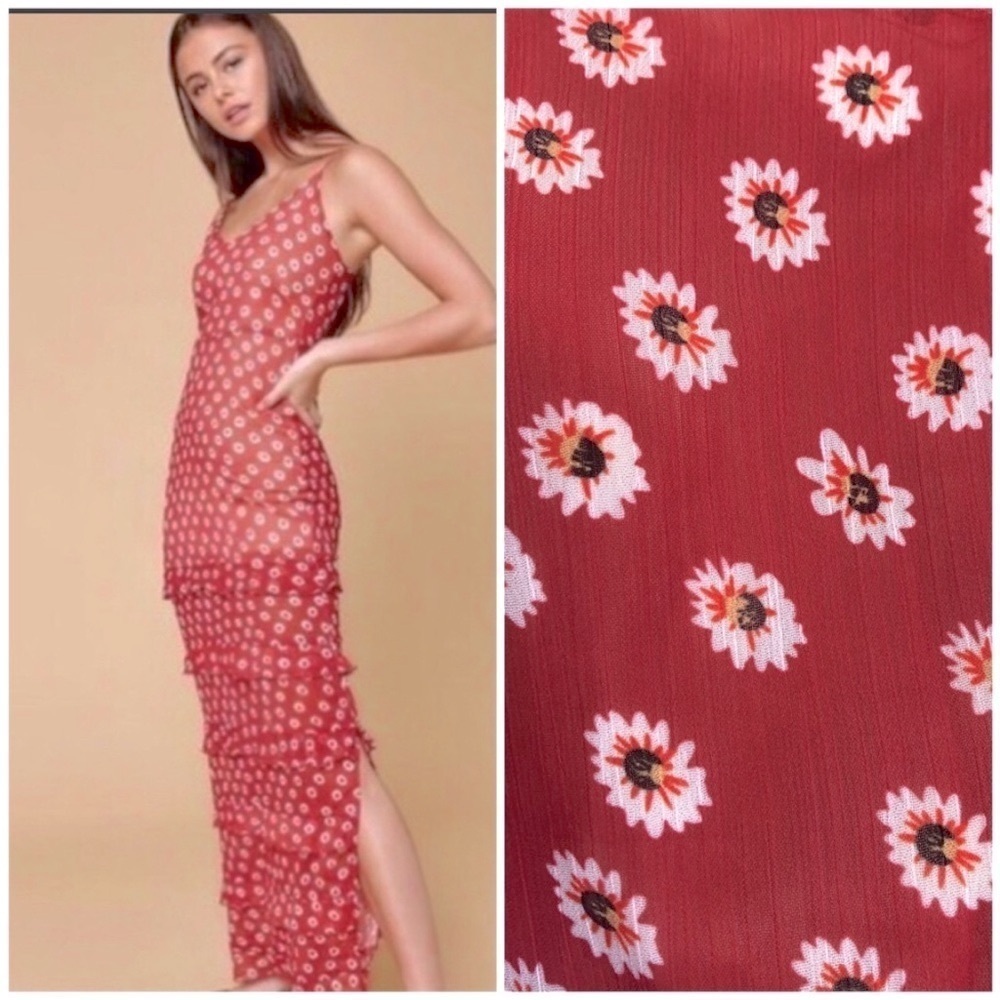 Floral Red Dress